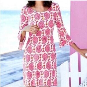 Boden Miriam Bell Sleeve Jersey Dress Pink Paisley